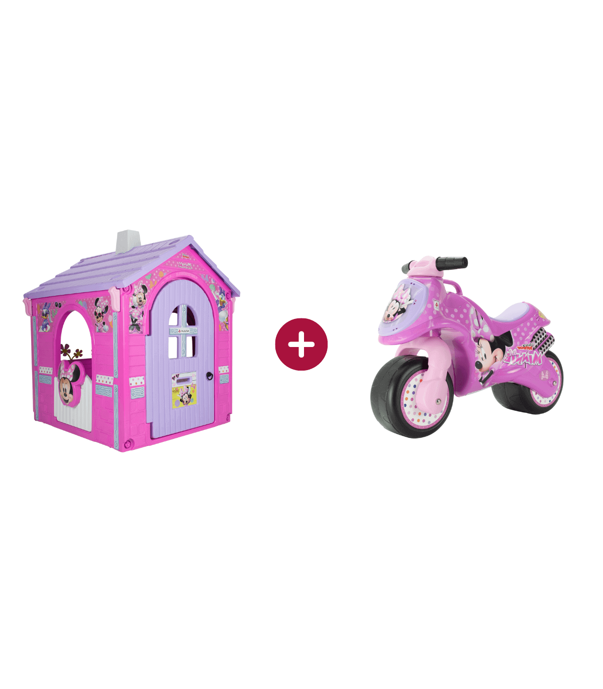 Pack Maison de Jouets et Moto Porteur Minnie Mouse