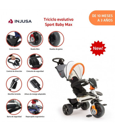 Triciclo Evolutionary Sport Baby Max Bianco