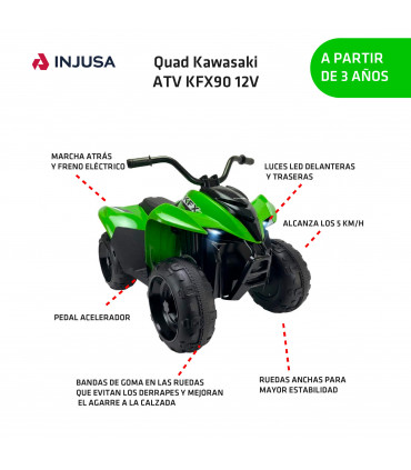 Quad Eléctrico Infantil Kawasaki 12V Verde