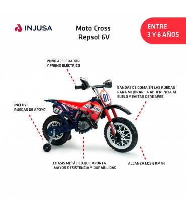 Moto Cross Infantil Eléctrica Repsol 6V Litio
