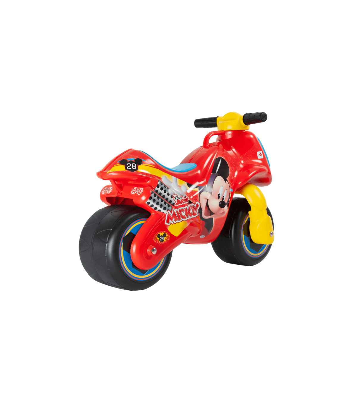 INJUSA 18 Mois Moto Porteur Neox Mickey Mouse avec Larges Roues en Plastique Décoration Permanente et Poignée de Transport Recommandé pour Enfants