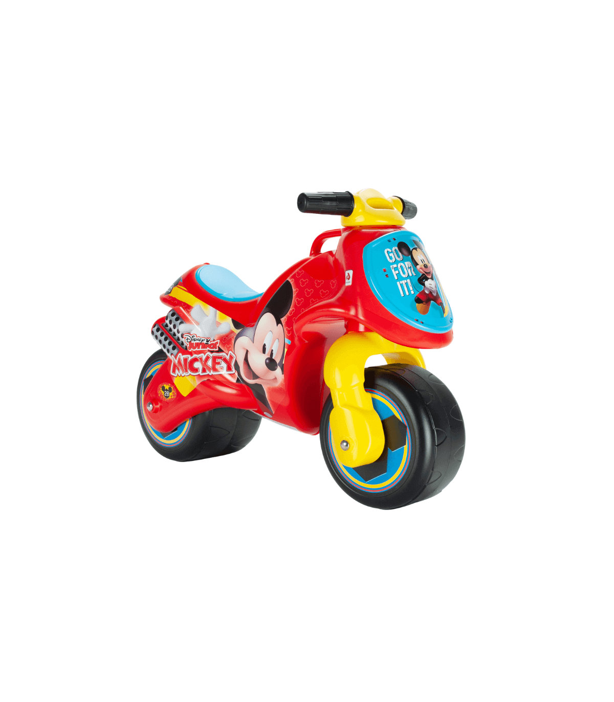 Moto Porteur Neox Mickey Mouse avec Larges Roues en Plastique Décoration Permanente et Poignée de Transport Recommandé pour Enfants INJUSA 18 Mois