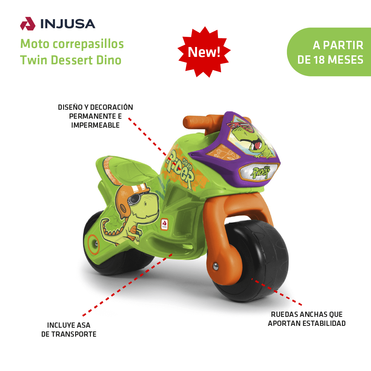Moto Correpasillos Twin Dessert Dino