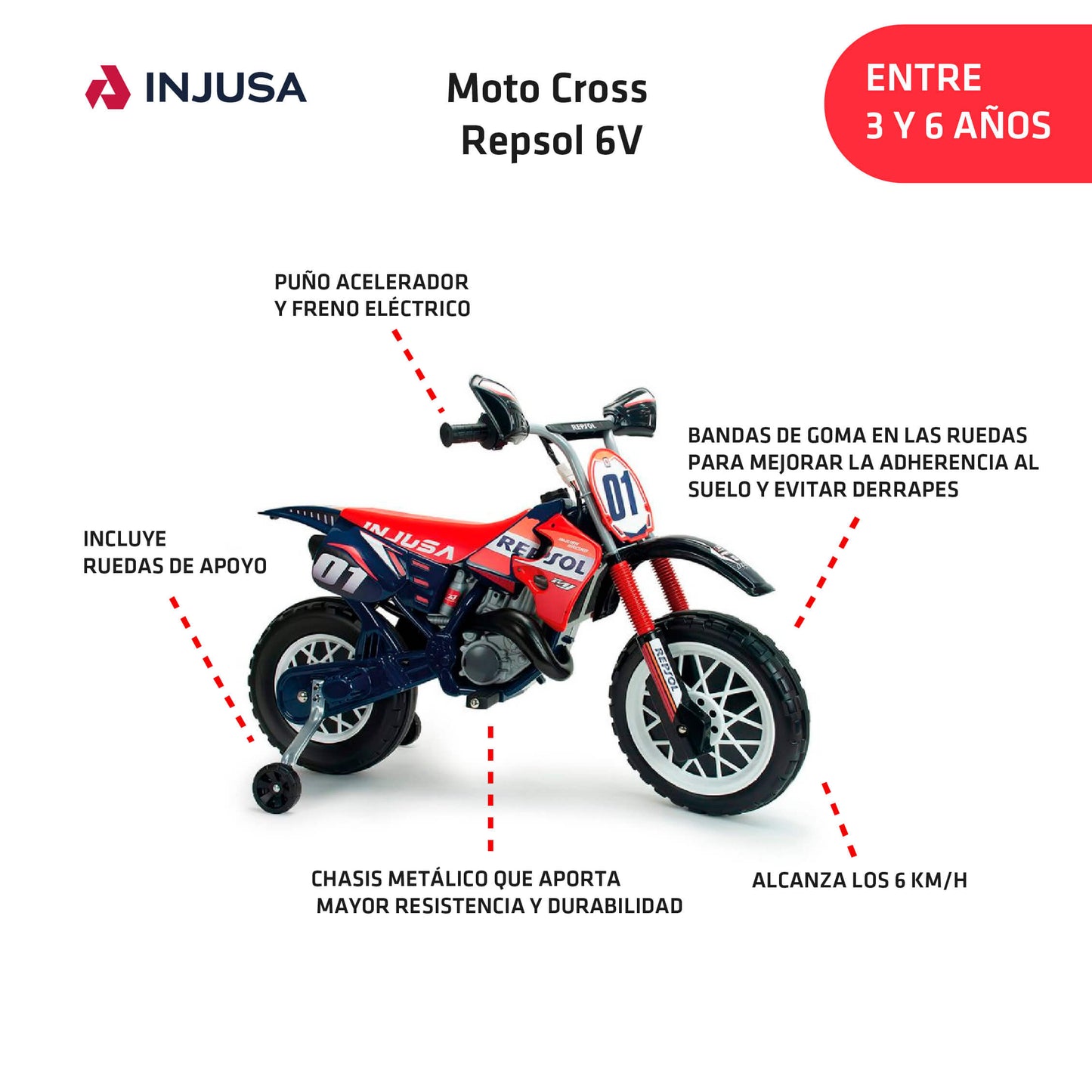Moto Cross Infantil Eléctrica Repsol 6V Litio Injusa