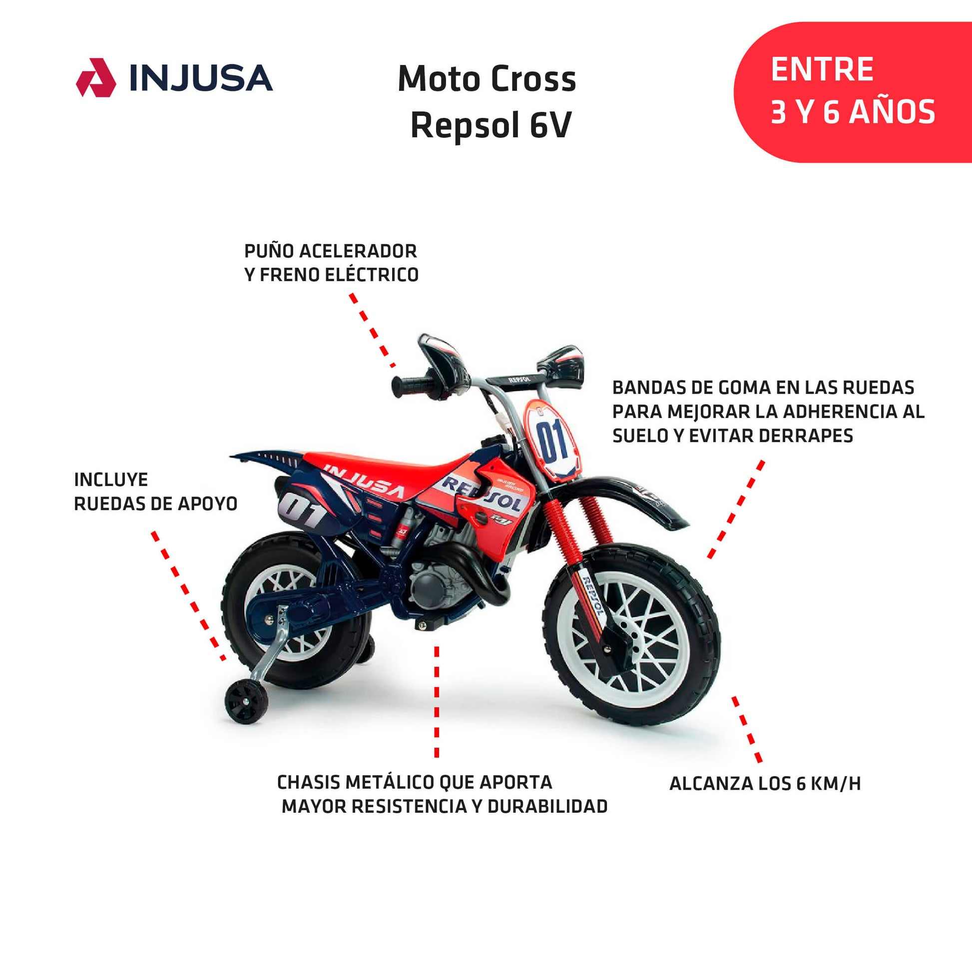 Moto Cross Infantil Eléctrica Repsol 6V Litio Injusa