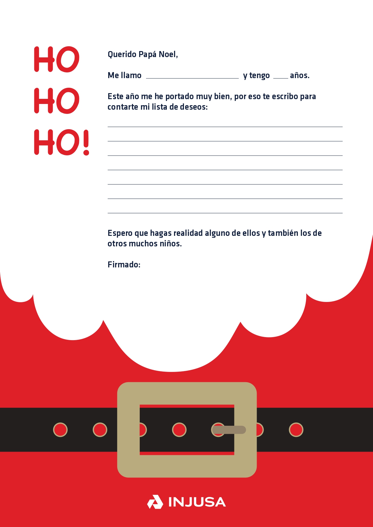 Escribir A Papa Noel carta descargable para Papá Noel