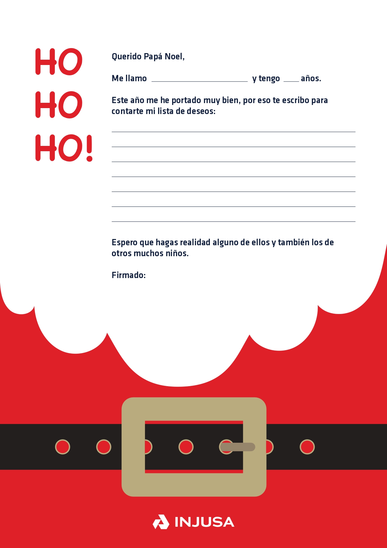 La Carta Para Papa Noel carta descargable para Papá Noel